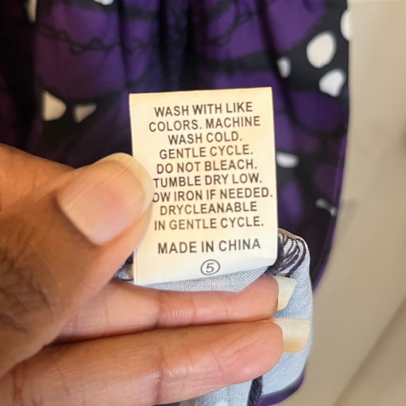 LIKE NEW SHEIN LUNE Allover Print Butterfly Sleeve Dress - Purple - Sz 6/Medium - Picture 12 of 12